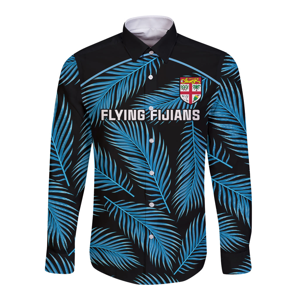 custom-fiji-rugby-long-sleeve-button-shirt-flying-fijians-blue-palm-tree-version