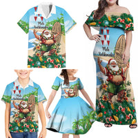 Hawaii Christmas Santa Claus Family Matching Off Shoulder Maxi Dress and Hawaiian Shirt Mele Kalikimaka Tropical Beach LT01 - Polynesian Pride