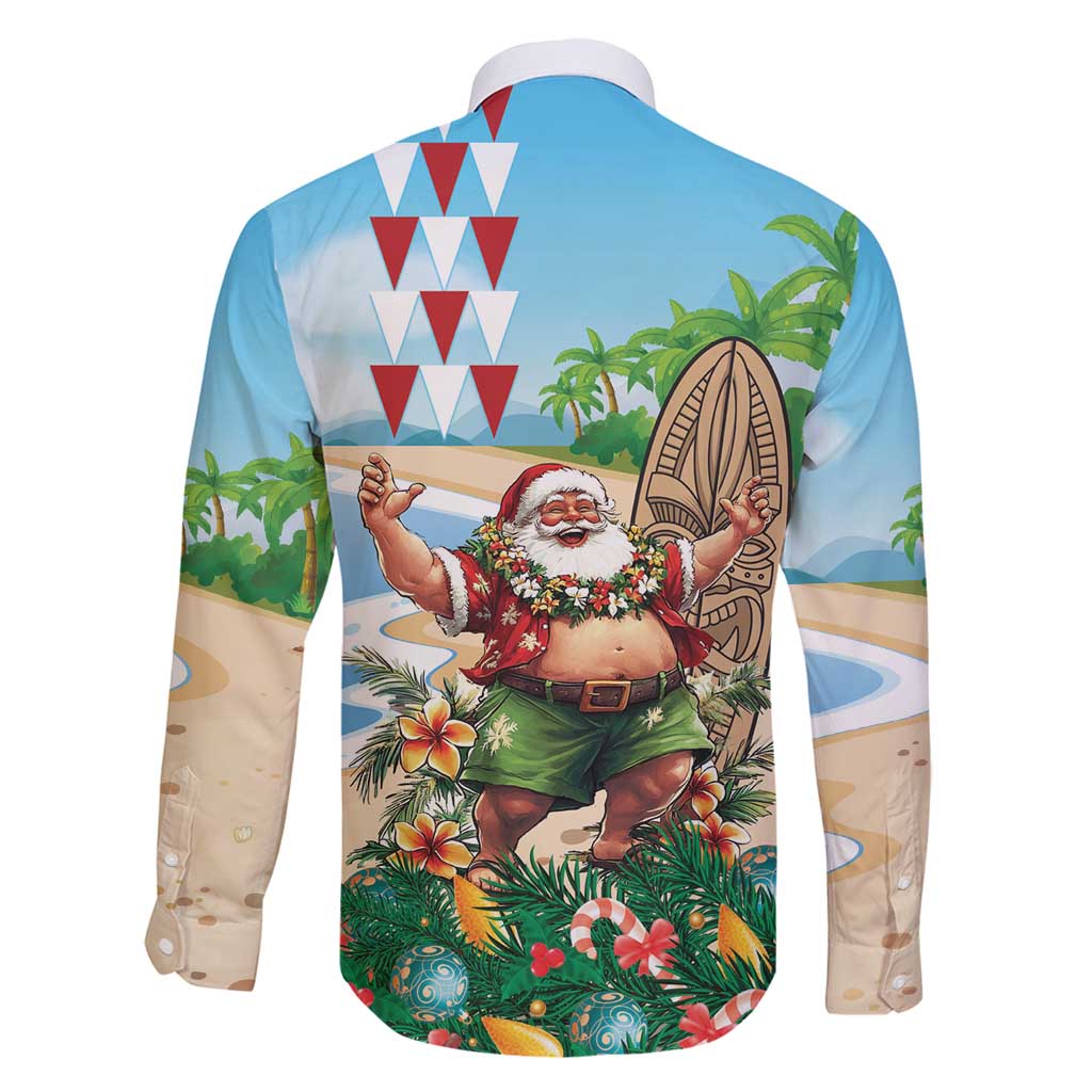 Hawaii Christmas Santa Claus Family Matching Off Shoulder Maxi Dress and Hawaiian Shirt Mele Kalikimaka Tropical Beach LT01 - Polynesian Pride