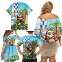 Hawaii Christmas Santa Claus Family Matching Off Shoulder Short Dress and Hawaiian Shirt Mele Kalikimaka Tropical Beach LT01 - Polynesian Pride
