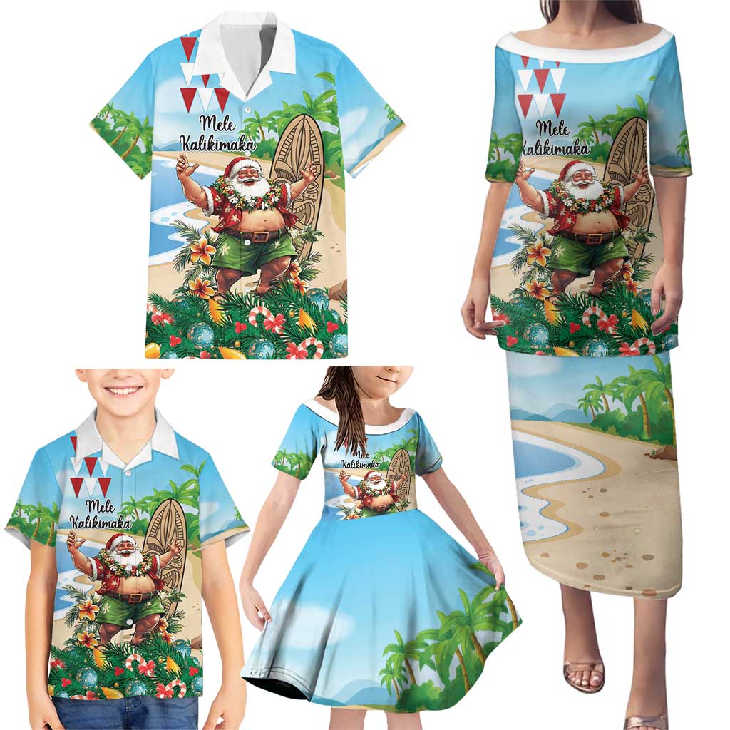 Hawaii Christmas Santa Claus Family Matching Puletasi and Hawaiian Shirt Mele Kalikimaka Tropical Beach LT01 - Polynesian Pride