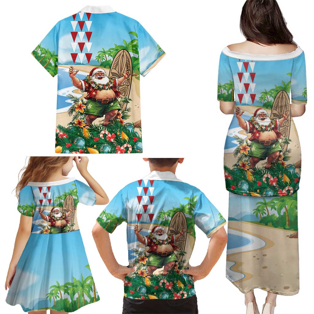Hawaii Christmas Santa Claus Family Matching Puletasi and Hawaiian Shirt Mele Kalikimaka Tropical Beach LT01 - Polynesian Pride