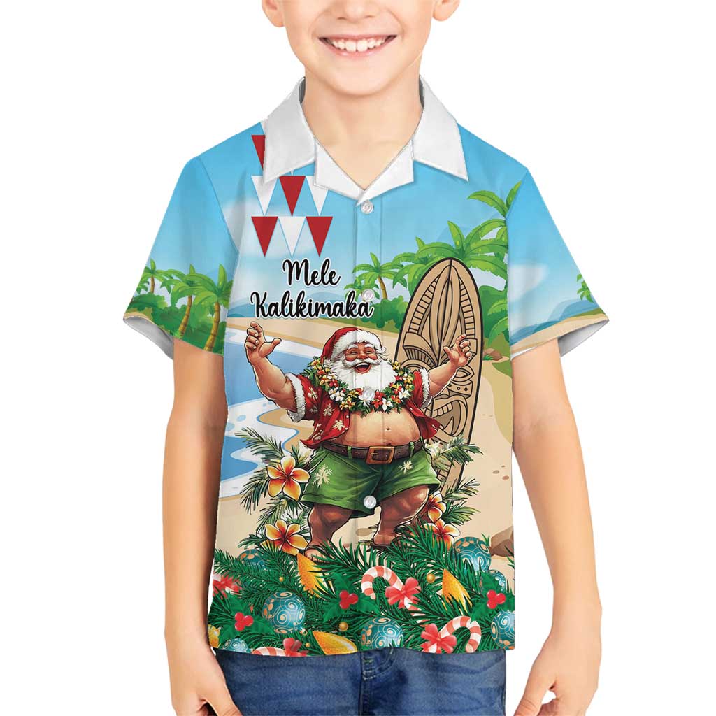 Hawaii Christmas Santa Claus Family Matching Puletasi and Hawaiian Shirt Mele Kalikimaka Tropical Beach LT01 Son's Shirt Art - Polynesian Pride