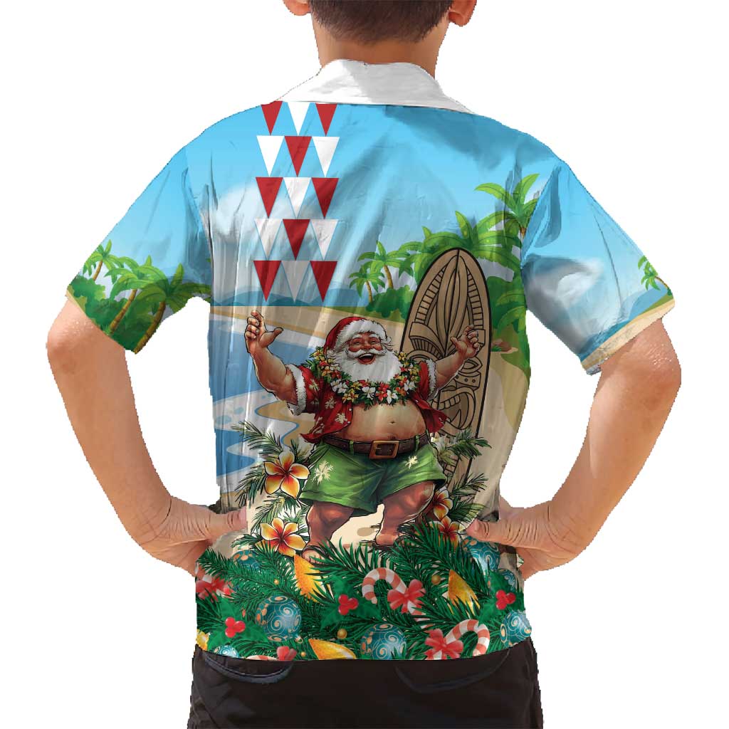 Hawaii Christmas Santa Claus Family Matching Tank Maxi Dress and Hawaiian Shirt Mele Kalikimaka Tropical Beach LT01 - Polynesian Pride