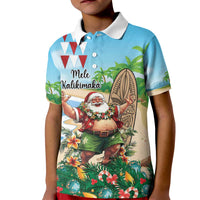 Hawaii Christmas Santa Claus Kid Polo Shirt Mele Kalikimaka Tropical Beach