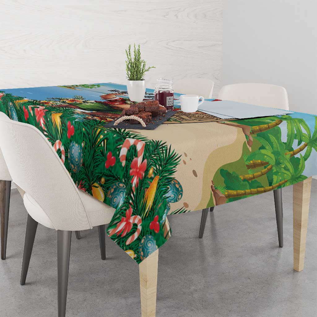 Hawaii Christmas Santa Claus Tablecloth Mele Kalikimaka Tropical Beach