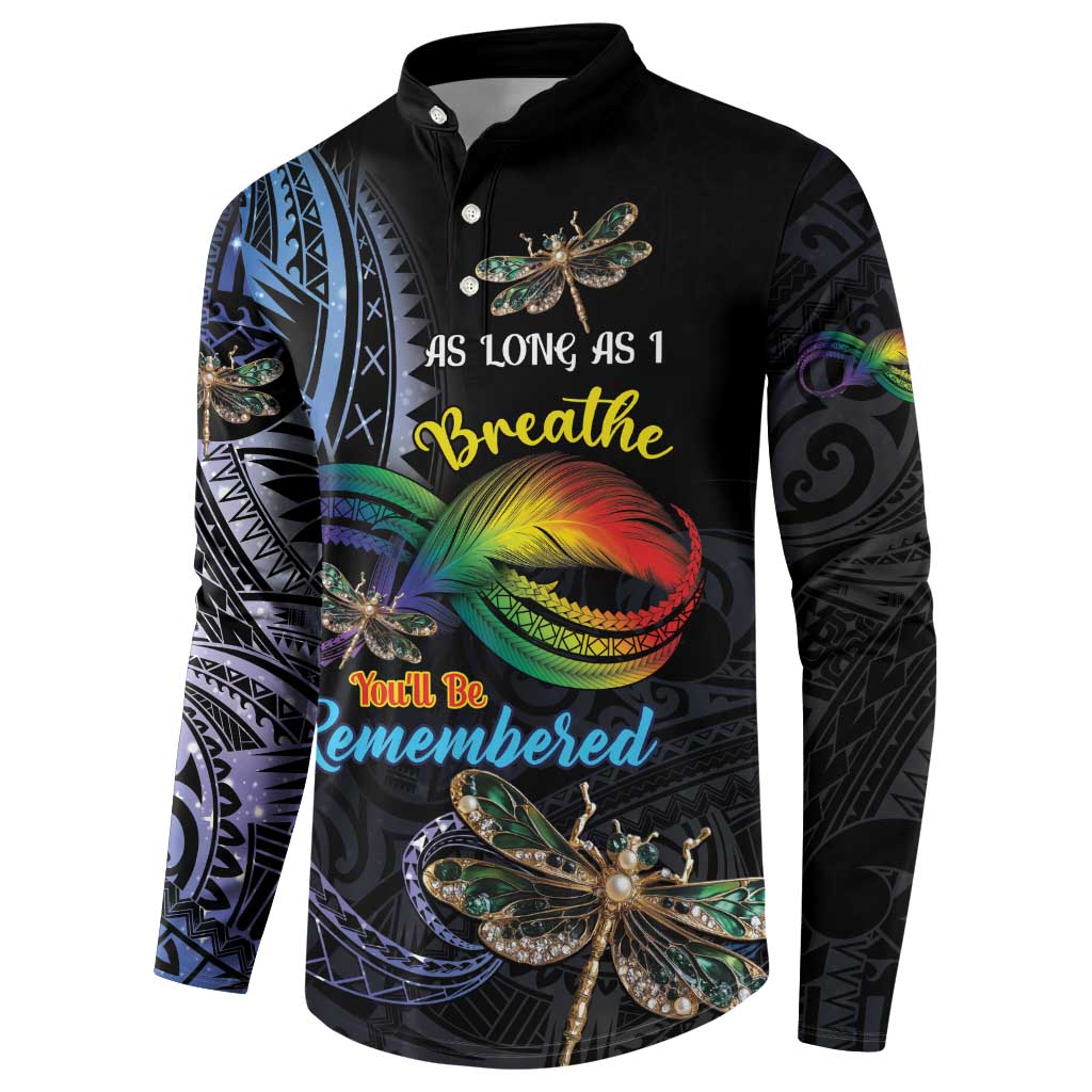 Personalised Polynesian Memorial Button Sweatshirt As Long As I Breathe You'll Be Remembered