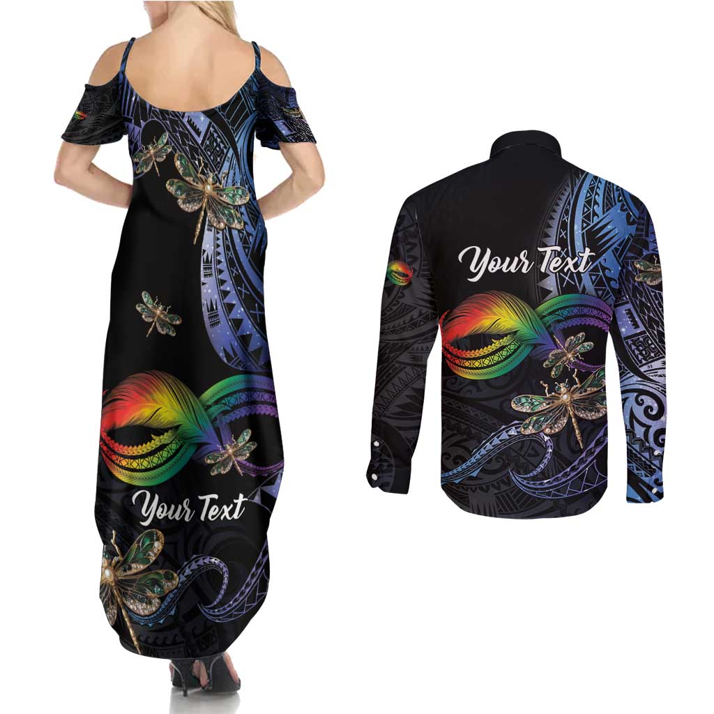 Personalised Polynesian Memorial Couples Matching Summer Maxi Dress and Long Sleeve Button Shirt As Long As I Breathe You'll Be Remembered