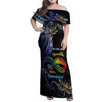 Personalised Polynesian Memorial Family Matching Off Shoulder Maxi Dress and Hawaiian Shirt As Long As I Breathe You'll Be Remembered LT01 Mom's Dress Colorful - Polynesian Pride