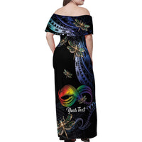 Personalised Polynesian Memorial Family Matching Off Shoulder Maxi Dress and Hawaiian Shirt As Long As I Breathe You'll Be Remembered LT01 - Polynesian Pride