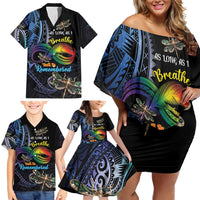 Personalised Polynesian Memorial Family Matching Off Shoulder Short Dress and Hawaiian Shirt As Long As I Breathe You'll Be Remembered LT01 - Polynesian Pride