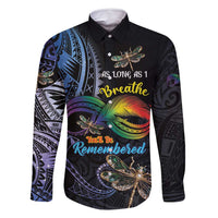 Personalised Polynesian Memorial Family Matching Off Shoulder Short Dress and Hawaiian Shirt As Long As I Breathe You'll Be Remembered LT01 Dad's Shirt - Long Sleeve Colorful - Polynesian Pride