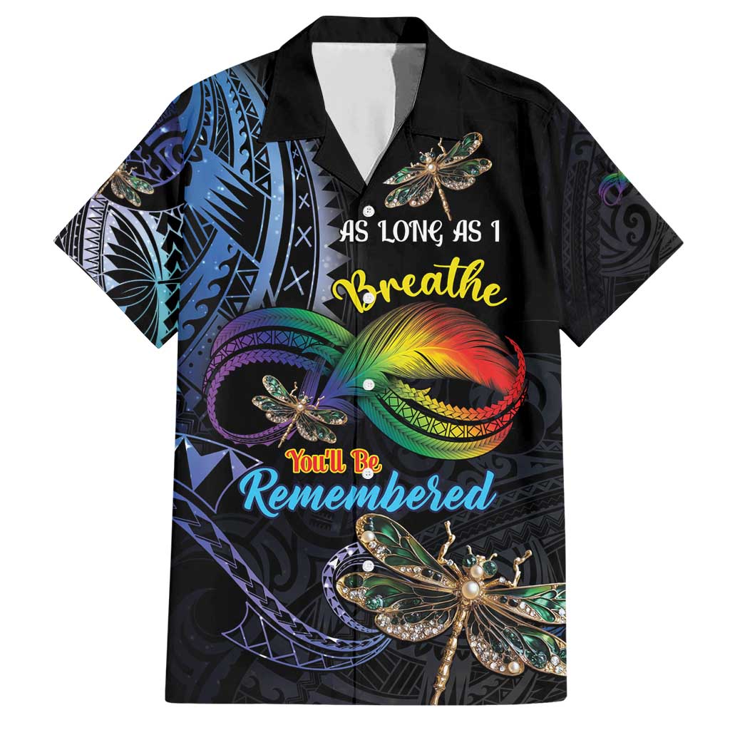 Personalised Polynesian Memorial Family Matching Short Sleeve Bodycon Dress and Hawaiian Shirt As Long As I Breathe You'll Be Remembered LT01 Dad's Shirt - Short Sleeve Colorful - Polynesian Pride