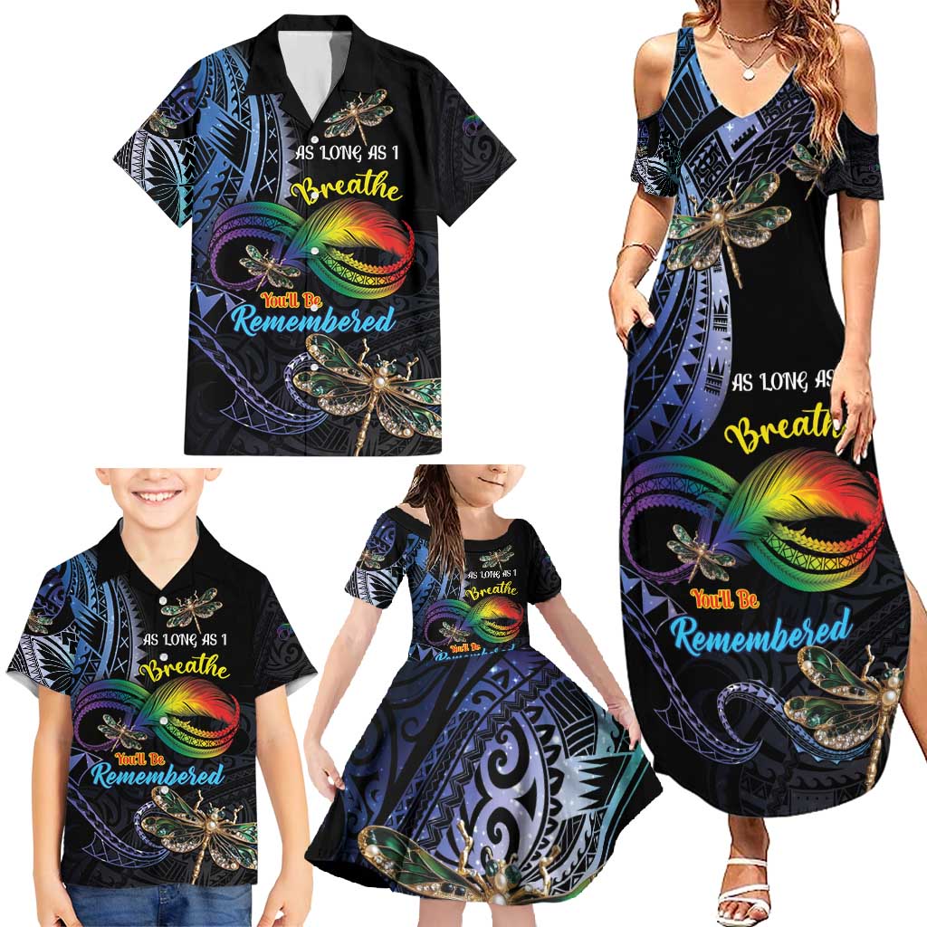 Personalised Polynesian Memorial Family Matching Summer Maxi Dress and Hawaiian Shirt As Long As I Breathe You'll Be Remembered LT01 - Polynesian Pride