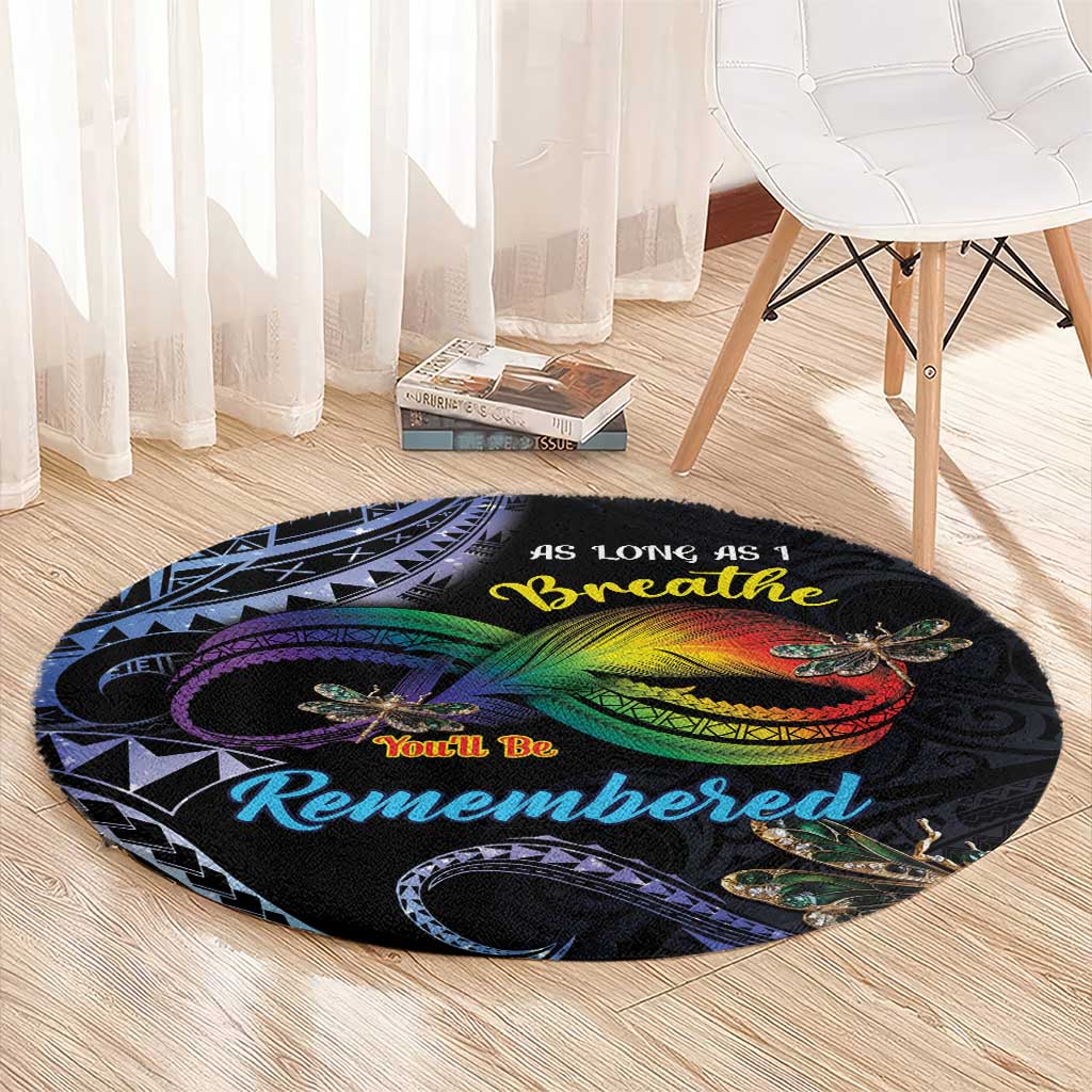 Polynesian Memorial Round Carpet As Long As I Breathe You'll Be Remembered