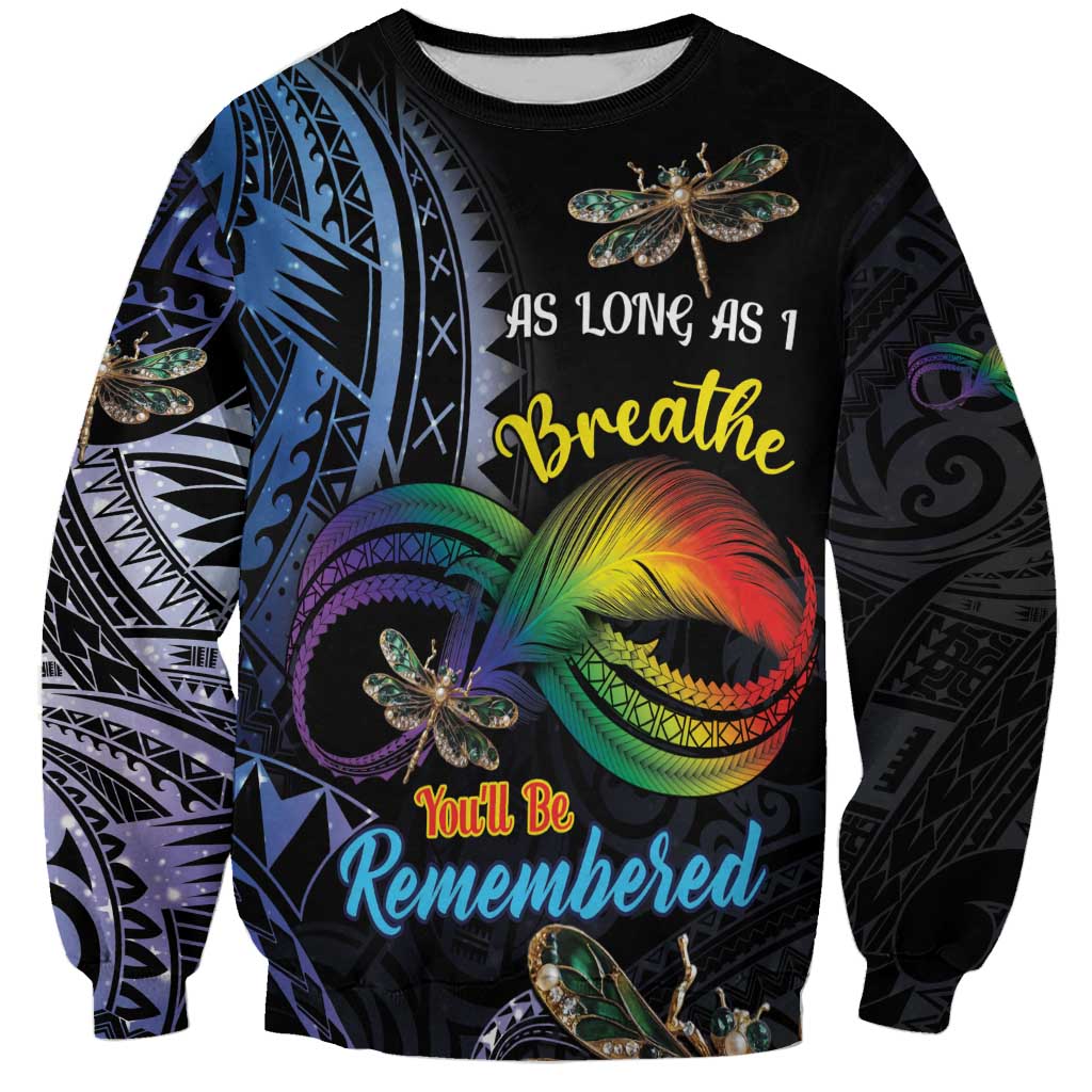 Personalised Polynesian Memorial Sweatshirt As Long As I Breathe You'll Be Remembered LT01 Unisex Colorful - Polynesian Pride