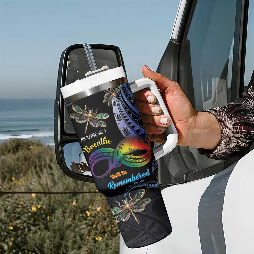 Personalised Polynesian Memorial Tumbler With Handle As Long As I Breathe You'll Be Remembered