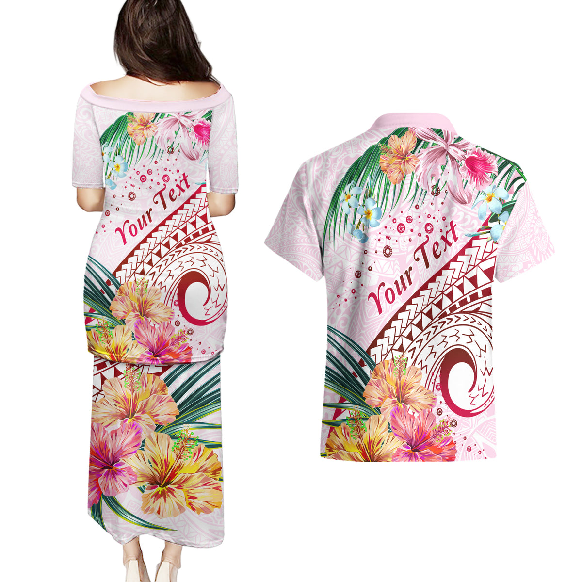 Pasifika Festival Couples Matching Puletasi and Hawaiian Shirt Tribal Pattern Tropical Style LT01 - Polynesian Pride