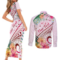 Pasifika Festival Couples Matching Short Sleeve Bodycon Dress and Long Sleeve Button Shirt Tribal Pattern Tropical Style LT01 - Polynesian Pride