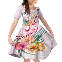 Pasifika Festival Family Matching Summer Maxi Dress and Hawaiian Shirt Tribal Pattern Tropical Style LT01 Daughter's Dress Pink - Polynesian Pride