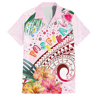 Pasifika Festival Family Matching Tank Maxi Dress and Hawaiian Shirt Tribal Pattern Tropical Style LT01 Dad's Shirt - Short Sleeve Pink - Polynesian Pride