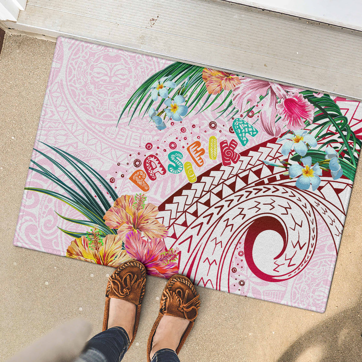 Pasifika Festival Rubber Doormat Tribal Pattern Tropical Style