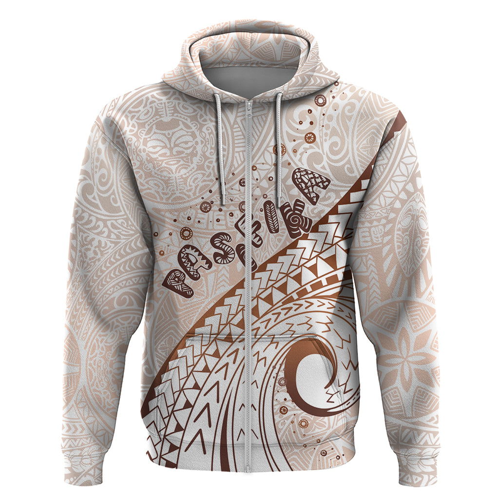 Pasifika Festival Hoodie Vintage Tribal Pattern LT01 Zip Hoodie Brown - Polynesian Pride