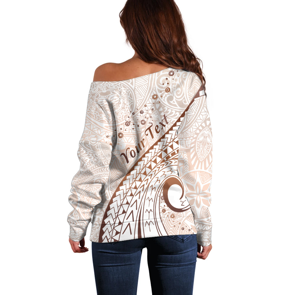 Pasifika Festival Off Shoulder Sweater Vintage Tribal Pattern LT01 - Polynesian Pride