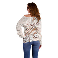 Pasifika Festival Off Shoulder Sweater Vintage Tribal Pattern LT01 - Polynesian Pride