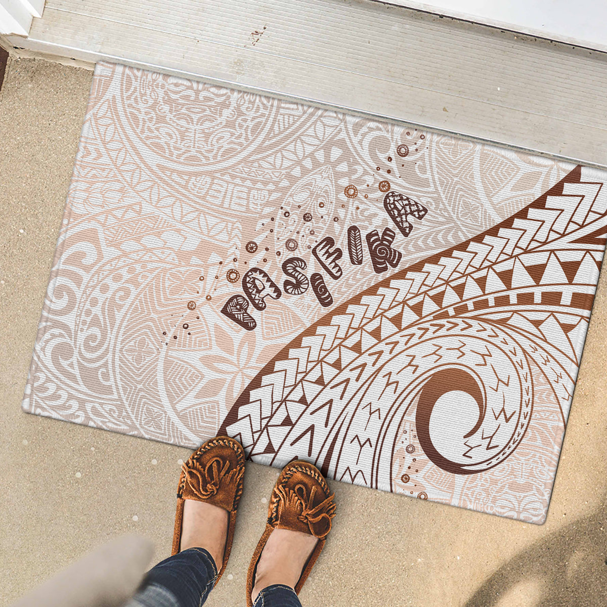 Pasifika Festival Rubber Doormat Vintage Tribal Pattern