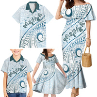 Pasifika Festival Family Matching Mermaid Dress and Hawaiian Shirt Tribal Pattern Blue Version LT01 - Polynesian Pride