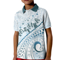 Pasifika Festival Kid Polo Shirt Tribal Pattern Blue Version LT01 Kid Blue - Polynesian Pride