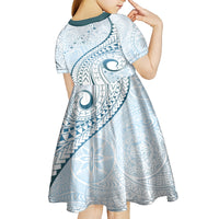 Pasifika Festival Kid Short Sleeve Dress Tribal Pattern Blue Version LT01 - Polynesian Pride