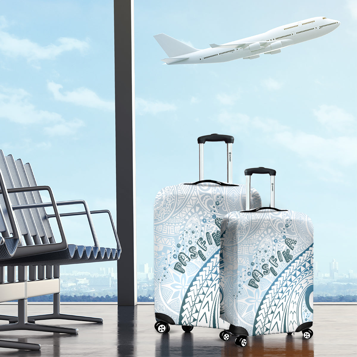 Pasifika Festival Luggage Cover Tribal Pattern Blue Version