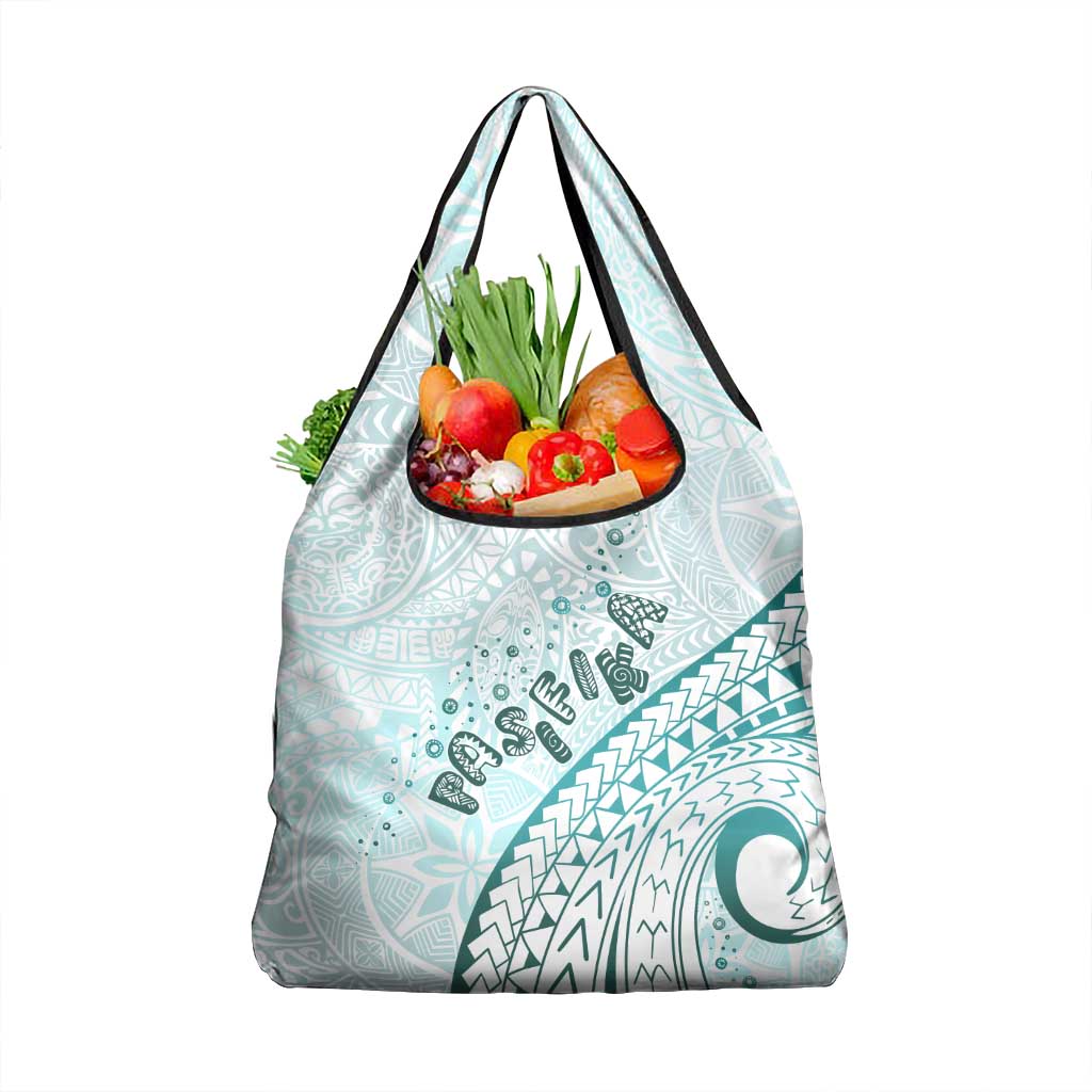Pasifika Festival Grocery Bag Tribal Pattern Teal Version