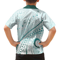 Pasifika Festival Kid Hawaiian Shirt Tribal Pattern Teal Version LT01