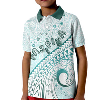 Pasifika Festival Kid Polo Shirt Tribal Pattern Teal Version LT01 Kid Teal - Polynesian Pride