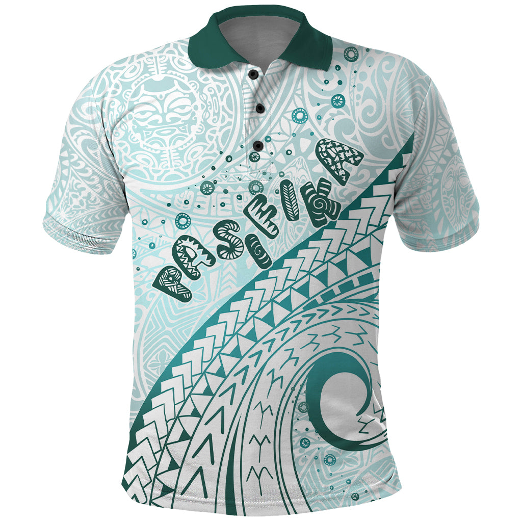 Pasifika Festival Polo Shirt Tribal Pattern Teal Version LT01 Teal - Polynesian Pride