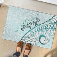 Pasifika Festival Rubber Doormat Tribal Pattern Teal Version