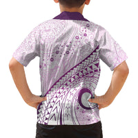Pasifika Festival Family Matching Off Shoulder Long Sleeve Dress and Hawaiian Shirt Tribal Pattern Lilac Version LT01 - Polynesian Pride
