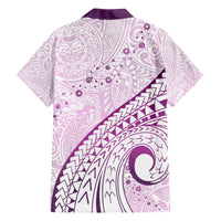 Pasifika Festival Family Matching Off Shoulder Maxi Dress and Hawaiian Shirt Tribal Pattern Lilac Version LT01 - Polynesian Pride