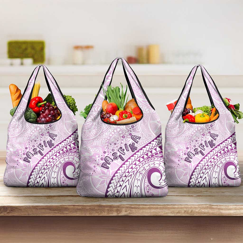 Pasifika Festival Grocery Bag Tribal Pattern Lilac Version