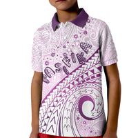 Pasifika Festival Kid Polo Shirt Tribal Pattern Lilac Version LT01 Kid Purple - Polynesian Pride