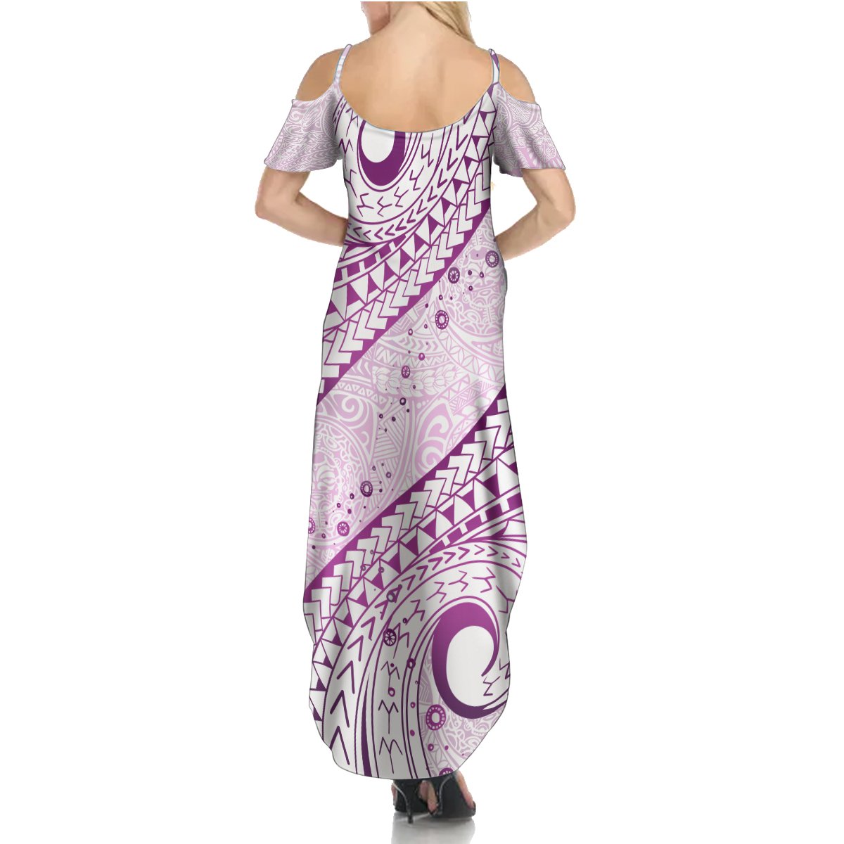 Pasifika Festival Summer Maxi Dress Tribal Pattern Lilac Version LT01 - Polynesian Pride
