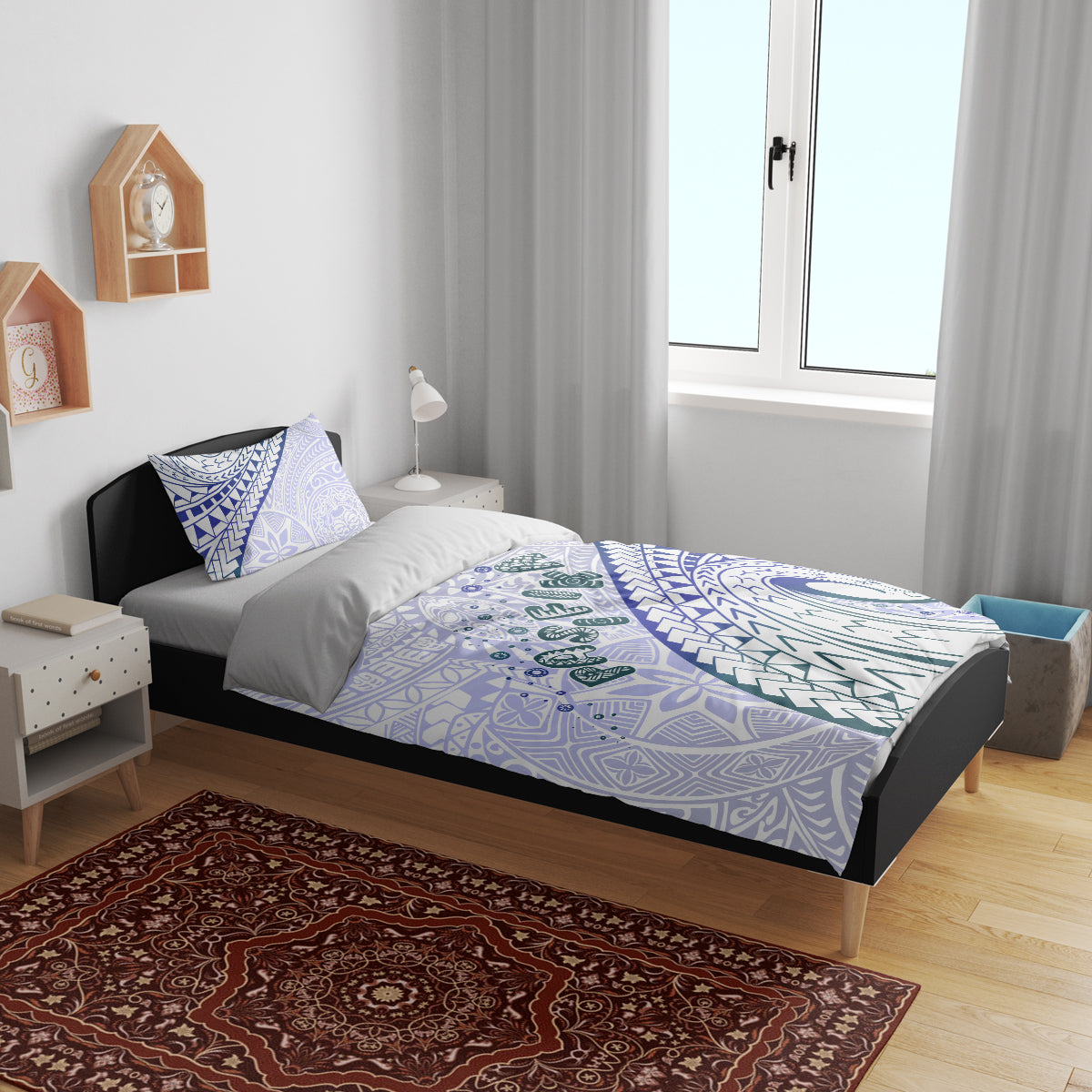 Pasifika Festival Bedding Set Tribal Pattern Violet Version