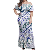 Pasifika Festival Off Shoulder Maxi Dress Tribal Pattern Violet Version LT01 Women Purple - Polynesian Pride