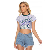 Pasifika Festival Raglan Cropped T Shirt Tribal Pattern Violet Version LT01 Female Purple - Polynesian Pride