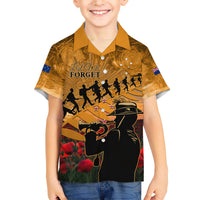 ANZAC Day 2024 Family Matching Short Sleeve Bodycon Dress and Hawaiian Shirt Silver Fern With A Trumpet Soldier LT01 Son's Shirt Art - Polynesian Pride
