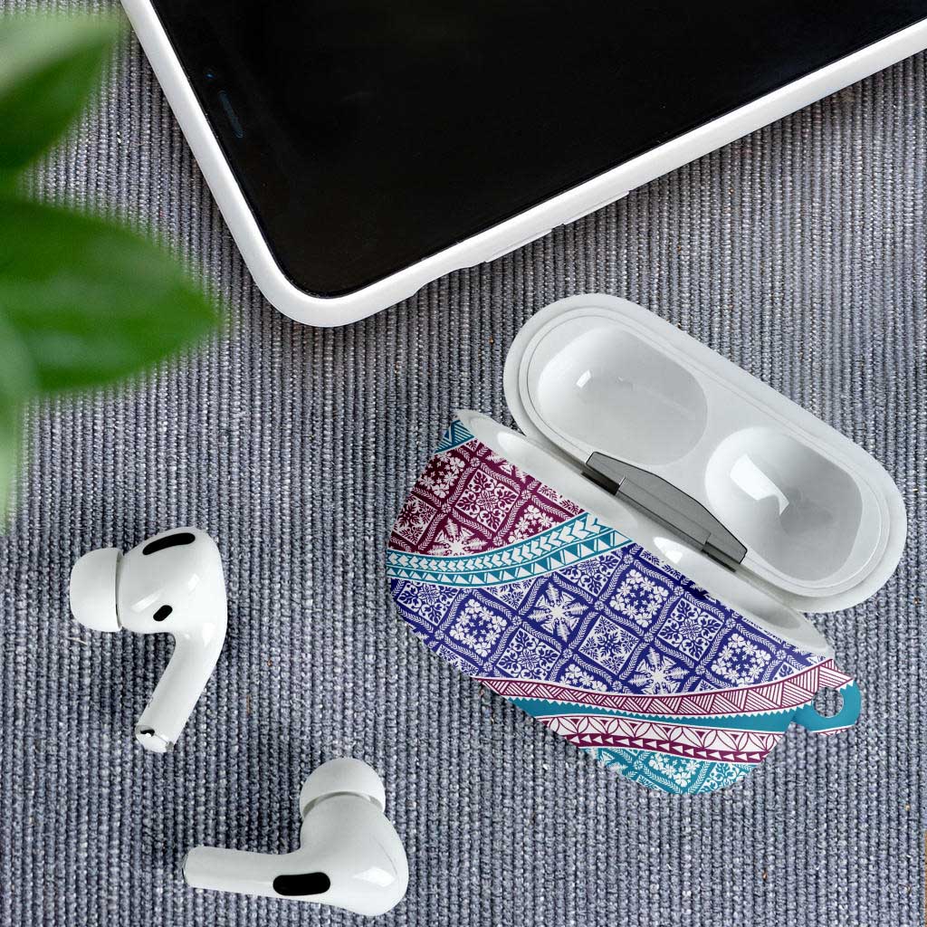 Hawaiian Quilt Pattern AirPods Case Purple Blue Color Mixed - Polynesian Pride