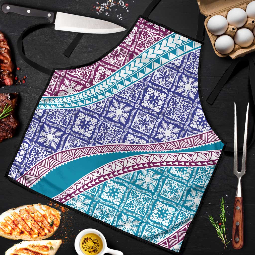 Hawaiian Quilt Pattern Apron Purple Blue Color Mixed LT01 Purple - Polynesian Pride